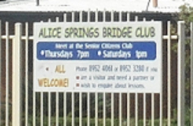Alice Springs Bridge Club sign